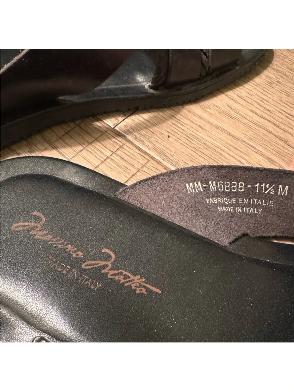 Massimo Matteo Dark Brown Leather Slide Sandals with Braided Strap Sz 11.5